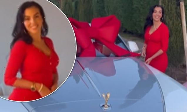 Georgina Rodriguez looks every inch the Christmas treat in a red dress