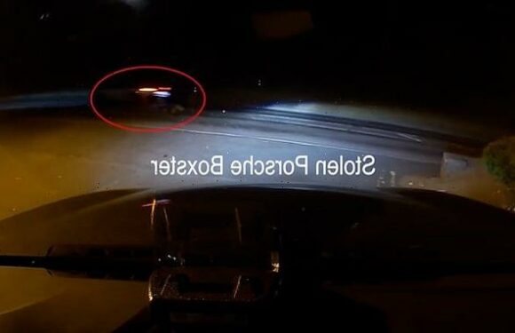 Heart-stopping moment car thief takes police on desperate 100mph chase