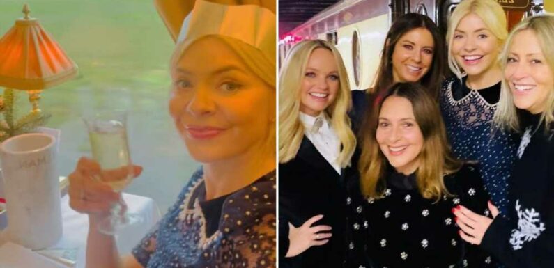 Holly Willoughby stuns as she swigs champagne with famous friends on luxury Christmas day out | The Sun