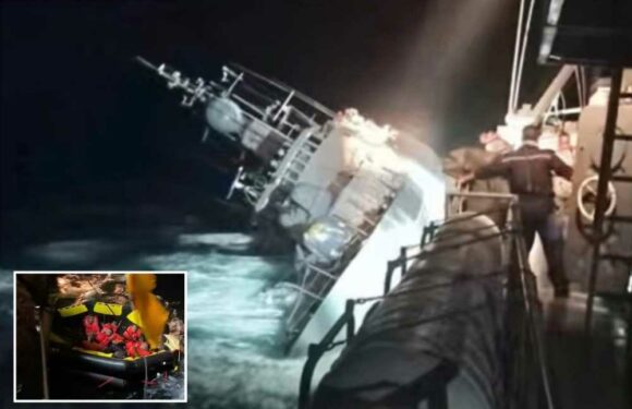 Huge search operation for dozens of sailors 'in the water' after warship rolls over and sinks in rough seas off Thailand | The Sun