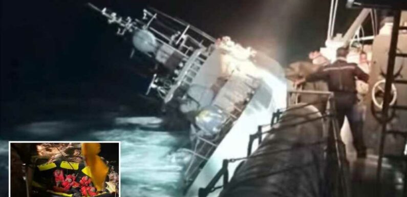 Huge search operation for dozens of sailors 'in the water' after warship rolls over and sinks in rough seas off Thailand | The Sun