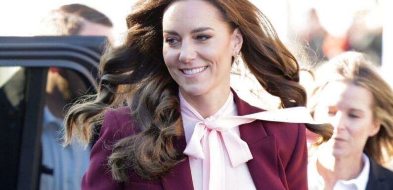 Kate, Princess of Wales, turns heads in pink pussy-bow blouse