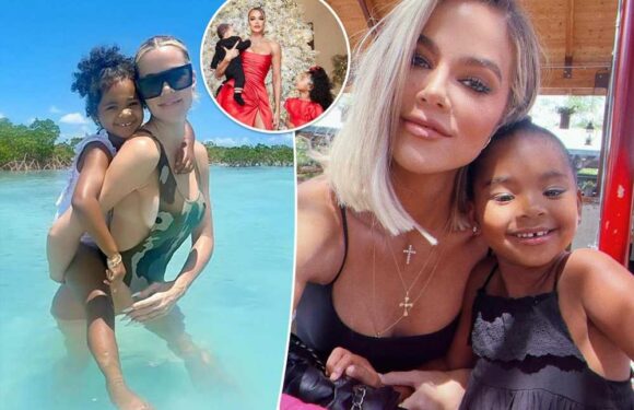 Khloé Kardashian poses for rare pics with son, daughter True on Christmas Eve
