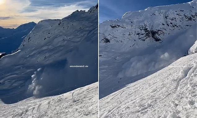 Moment a huge avalanche hit recreational skiers at Austrian resort