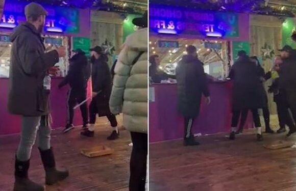 Moment brawl breaks out in front of children at Winter Wonderland