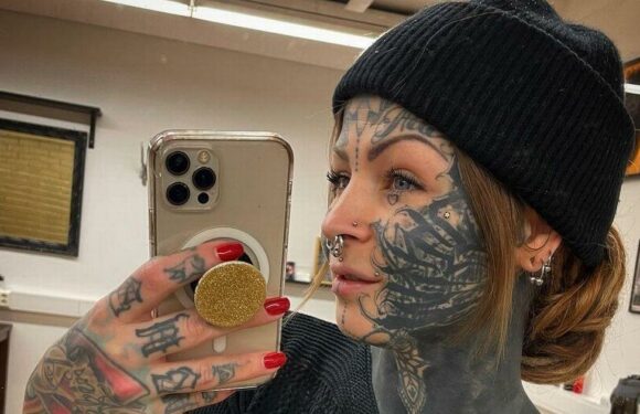 Mum with almost entire body covered in tattoos treats fans to ‘shower pic’