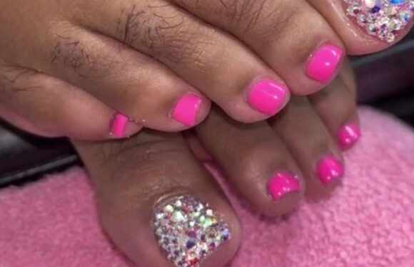 Nail tech shows off glamorous Christmas pedicure but everyone is saying the same thing about the model's foot | The Sun