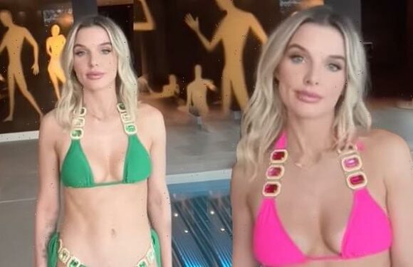 Newly-single Helen Flanagan sizzles in bejewelled string bikinis