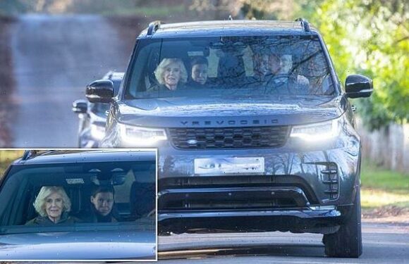 Queen Camilla arrives for Boxing Day lunch at Sandringham