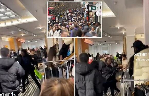 Shocking moment two women brawl inside Oxford Street clothes store