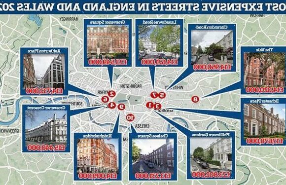 The most expensive streets in England and Wales revealed