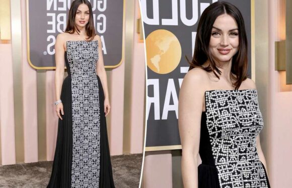 Ana de Armas is covered in studs on the Golden Globes 2023 red carpet