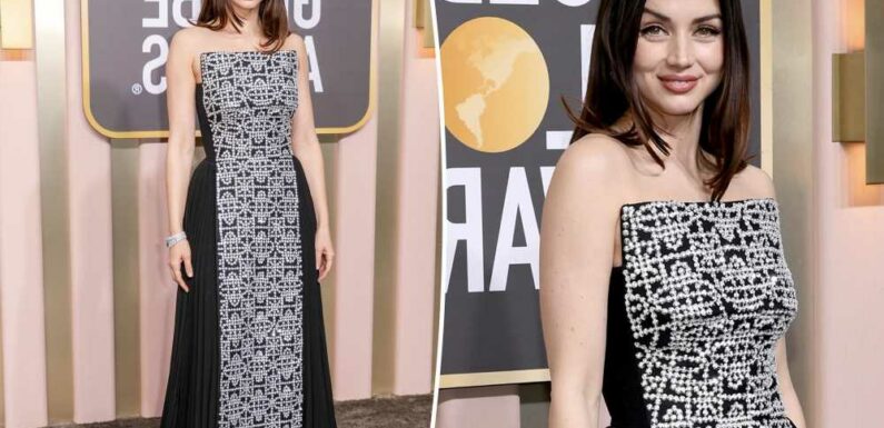 Ana de Armas is covered in studs on the Golden Globes 2023 red carpet