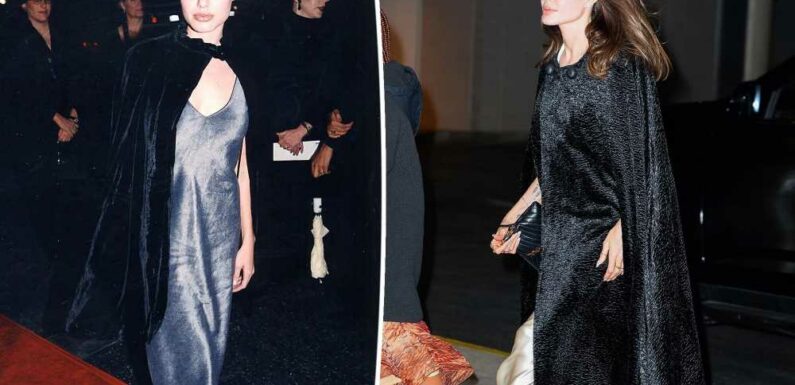 Angelina Jolie channels her ‘90s self in dramatic cape