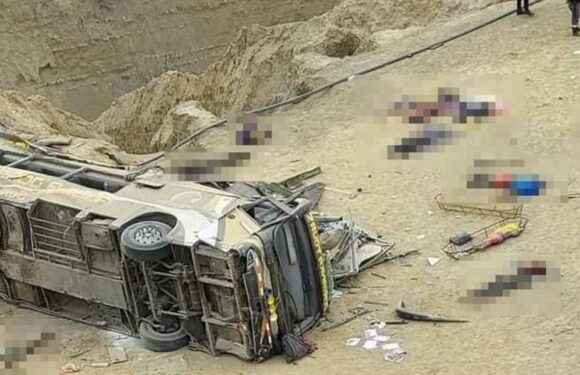 At least 23 dead as coach carrying more than 60 passengers plunges off cliff in Peru with bodies seen strewn on ground | The Sun