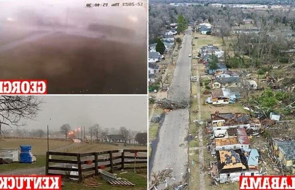 At least NINE killed by 30 tornados in Alabama, Georgia and Kentucky