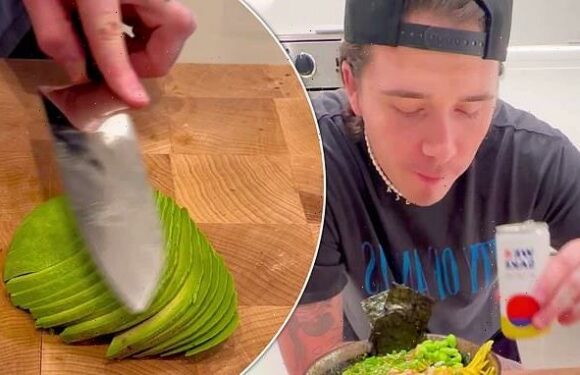 Brooklyn Beckham shows off his cooking skills as he whips up poke bowl