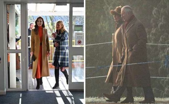 Camilla steps out in camel ensemble just like Kate – pictures