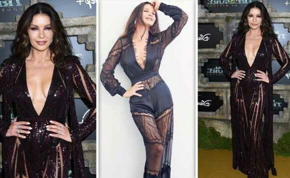 Catherine Zeta-Jones wows in lace lingerie as she flaunts endless legs