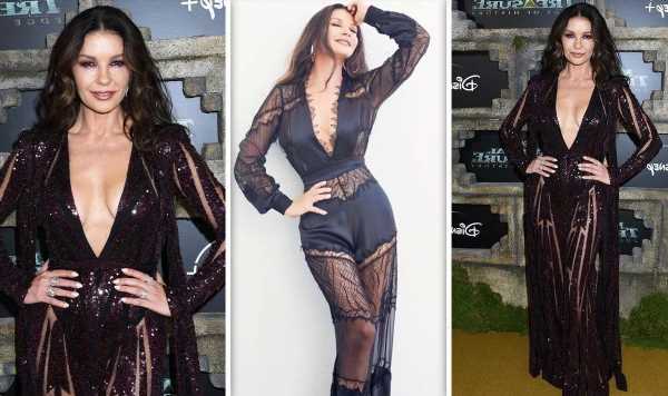 Catherine Zeta-Jones wows in lace lingerie as she flaunts endless legs