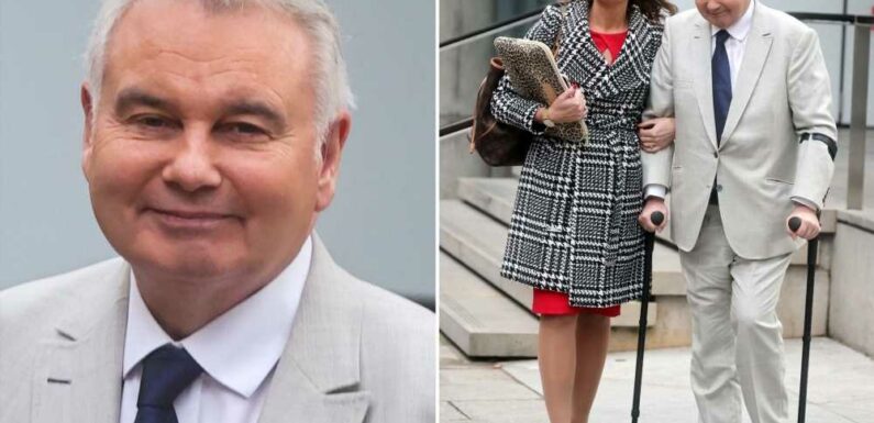 Eamonn Holmes on crutches as he makes return to TV with the help of co-star Isabel Webster | The Sun