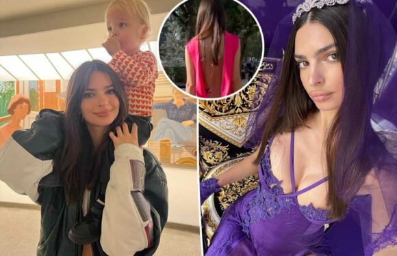 Emily Ratajkowski gets cheeky in butt crack-baring Versace dress