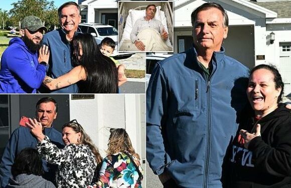 Former Brazilian President Jair Bolsonaro greets expats in Florida