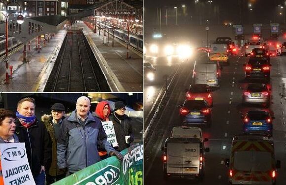 Four in five trains are cancelled today as rail workers stage walkouts