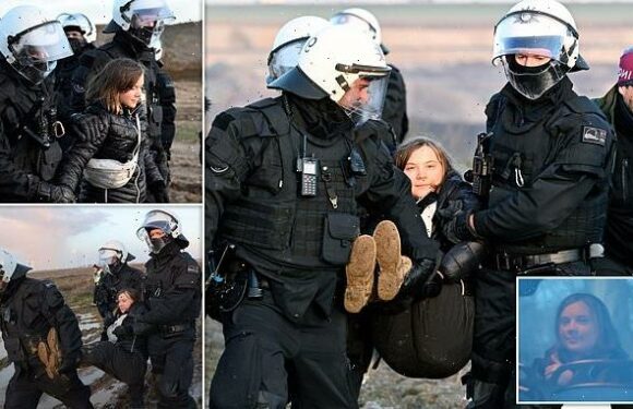 Greta Thunberg seen laughing with police while posing for pictures