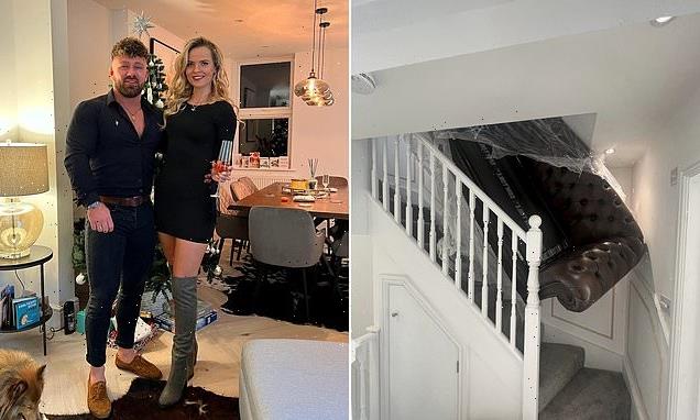 Homeowners' fury as 'delivery drivers leave sofa wedged in staircase'