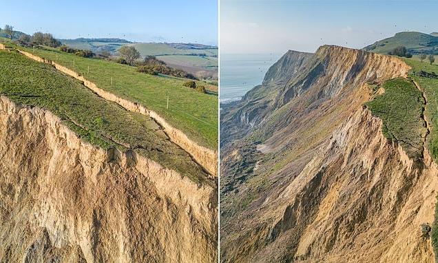 Huge 230ft crack emerges in a cliff on the Jurassic Coast