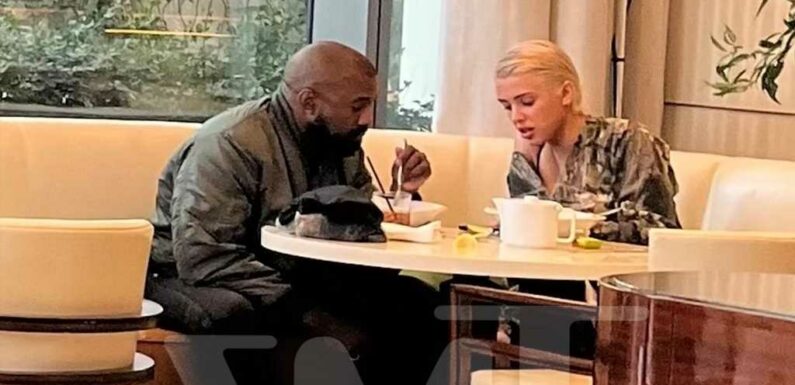Kanye West Dines with Mystery Blonde at Swanky Hotel in Beverly Hills