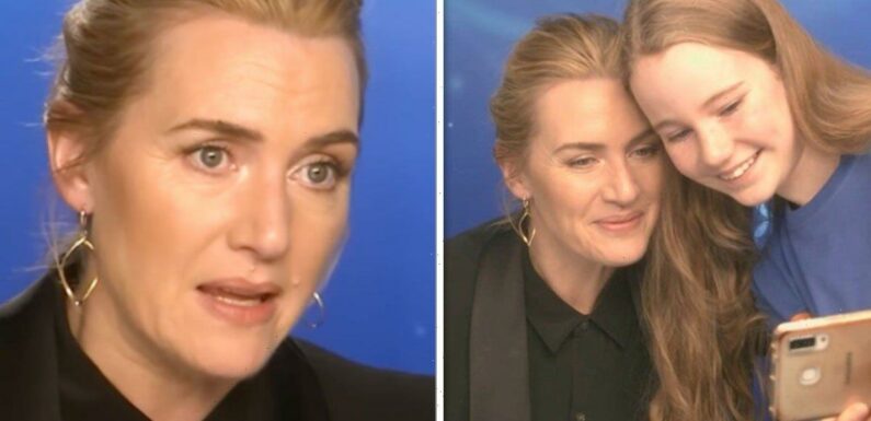 Kate Winslet delights as she helps ‘nervous’ child reporter