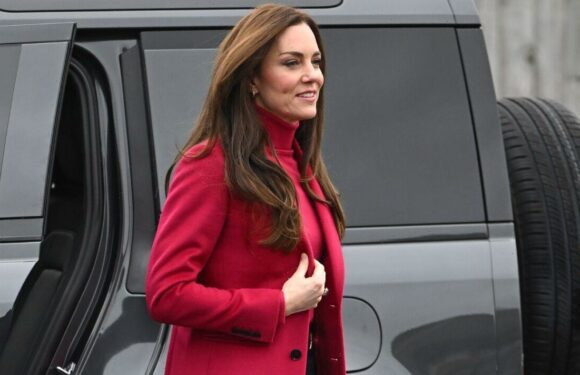 Kate dons Hobbs fuchsia £59 turtleneck jumper with £15 earrings today