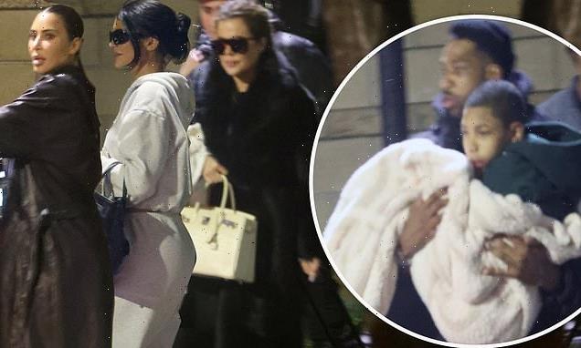 Khloe K and sisters return from funeral of Tristan Thompson's mother