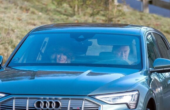 King Charles and Camilla are all smiles as they head to church amid Harry saga