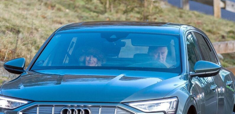King Charles and Camilla are all smiles as they head to church amid Harry saga
