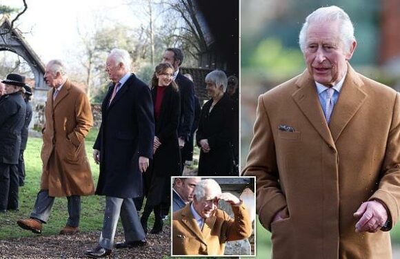 King Charles is pictured attending Sunday service at Sandringham