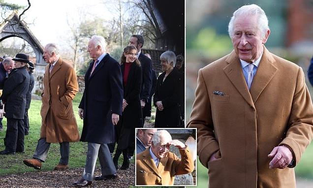 King Charles is pictured attending Sunday service at Sandringham