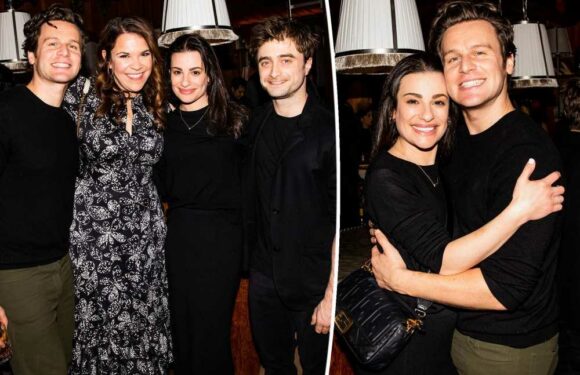 Lea Michele supports Jonathan Groff at off-Broadway bash