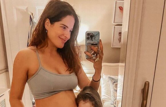 Made In Chelseas Binky Felstead shows bump and says she’s ‘waiting for kicks’