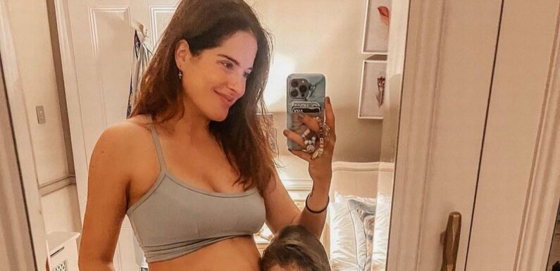 Made In Chelseas Binky Felstead shows bump and says she’s ‘waiting for kicks’