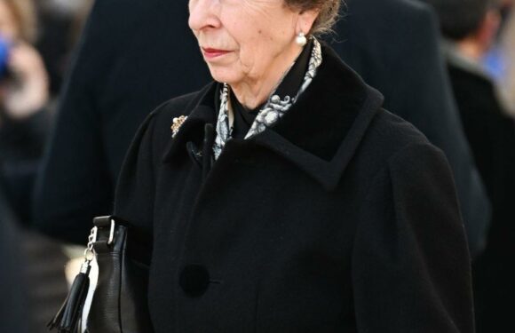 Princess Anne looks sombre as she joins foreign royals at funeral of last king of Greece