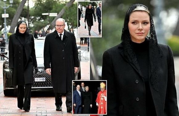 Princess Charlene dons veil for funeral of former Archbishop