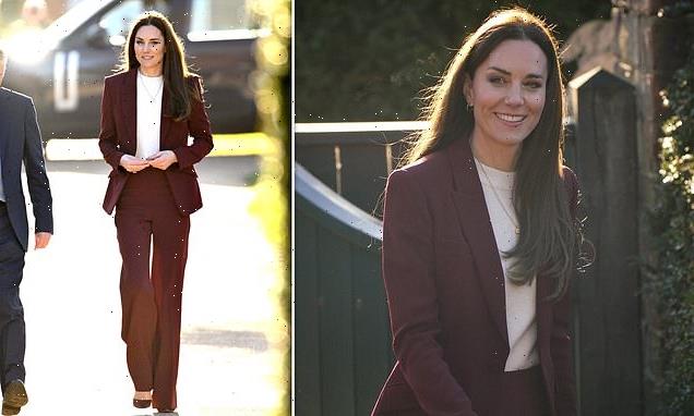 Princess of Wales is elegant in £1,200 burgundy suit