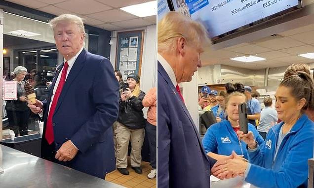 Restaurant worker clasps Trump's hand while praying in South Carolina
