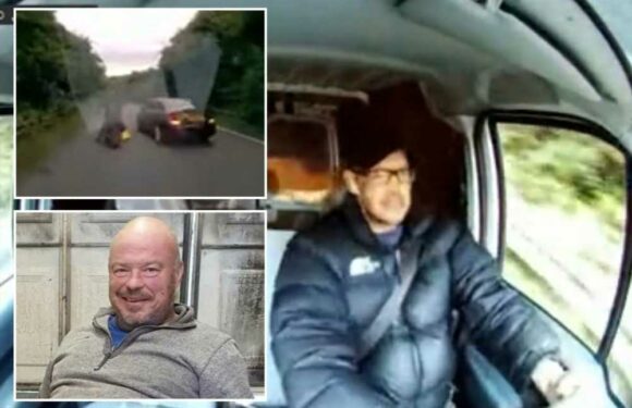 Shocking moment biker kills 'Hells Angels' gang rival for wearing 'wrong colours' in van horror smash | The Sun