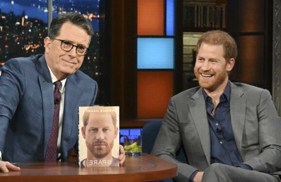 The spare chair and Colbert: Prince Harry wraps up book tour