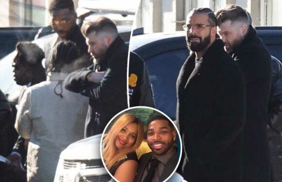 Tristan Thompson supported by Khloé, Kim and Kris at his mom’s funeral