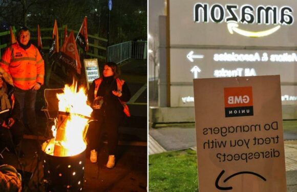 UK Amazon workers strike over 50p pay rise saying ‘robots are treated better’